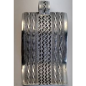 Large 2.09" Estate Solid Sterling Silver Intricate Wave Ribbon Pendant